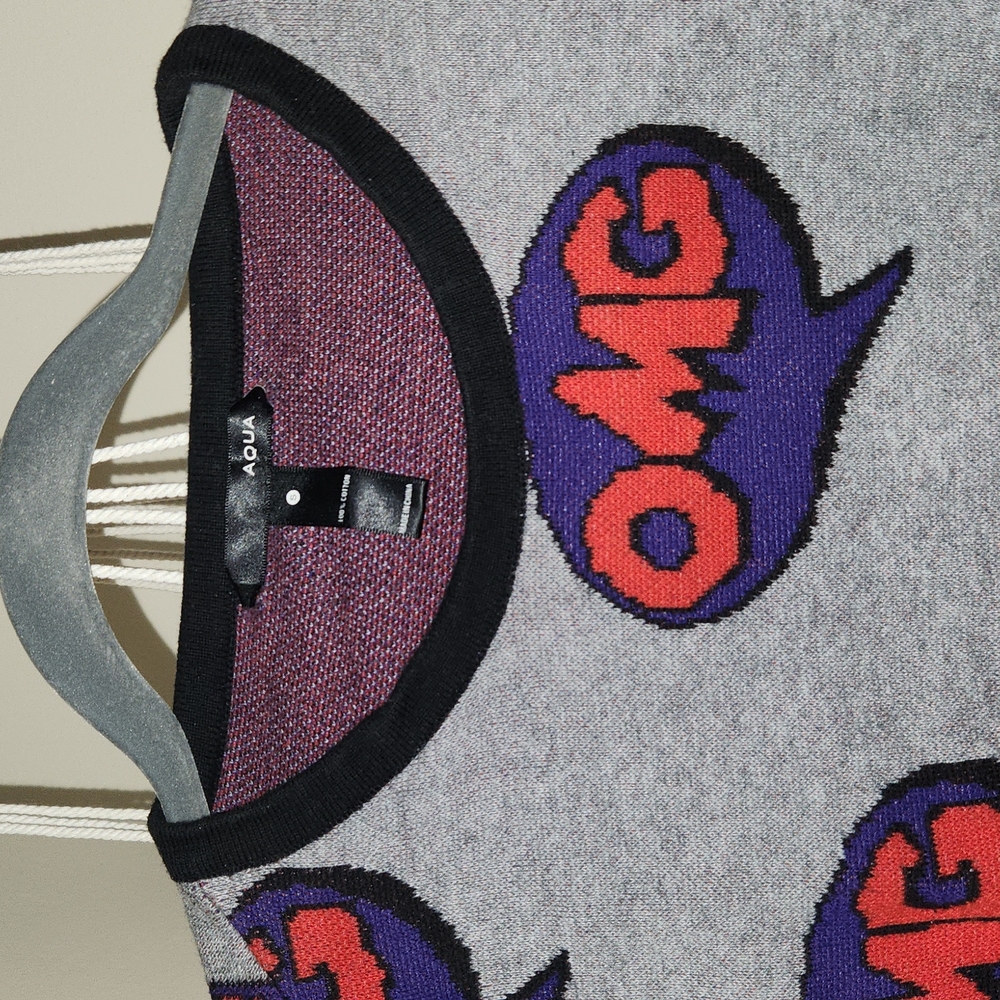 Pop art cotton cropped knit sweater size Small